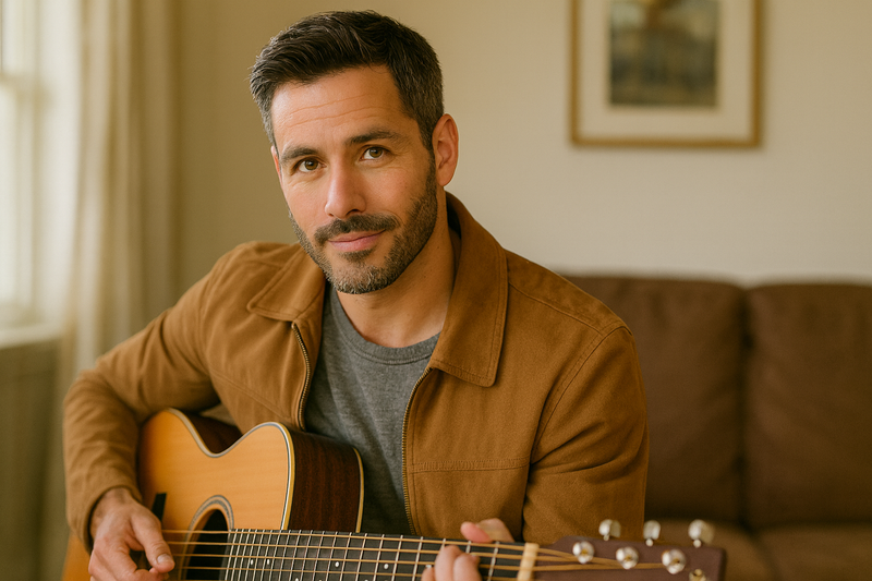 gq guy playing 000 martin guitar jameshoodguitar