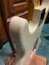 Load image into Gallery viewer, FREAKIN! Danocaster Strat 2014 White with Anodized Gold Pickguard V-Neck (Video Demo)