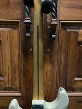 Load image into Gallery viewer, FREAKIN! Danocaster Strat 2014 White with Anodized Gold Pickguard V-Neck (Video Demo)