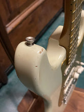 Load image into Gallery viewer, FREAKIN! Danocaster Strat 2014 White with Anodized Gold Pickguard V-Neck (Video Demo)