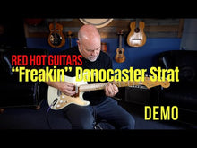 Load and play video in Gallery viewer, FREAKIN! Danocaster Strat 2014 White with Anodized Gold Pickguard V-Neck (Video Demo)
