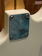 Load image into Gallery viewer, FREAKIN! Danocaster Strat 2014 Nicotine White with Anodized Gold Pickguard V-Neck (Video Demo)