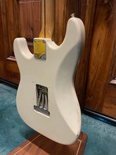 Load image into Gallery viewer, FREAKIN! Danocaster Strat 2014 Nicotine White with Anodized Gold Pickguard V-Neck (Video Demo)