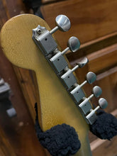 Load image into Gallery viewer, FREAKIN! Danocaster Strat 2014 Nicotine White with Anodized Gold Pickguard V-Neck (Video Demo)