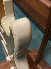 Load image into Gallery viewer, FREAKIN! Danocaster Strat 2014 Nicotine White with Anodized Gold Pickguard V-Neck (Video Demo)