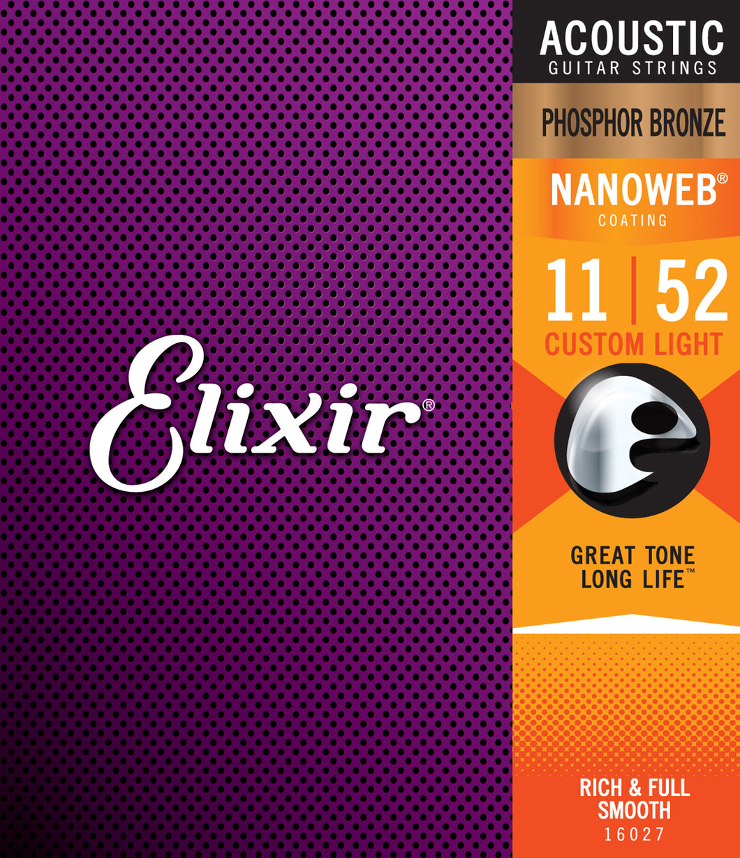 Elixir NanoWeb Phosphor Bronze Cust Lite Acoustic 11-52