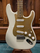 Load image into Gallery viewer, FREAKIN! Danocaster Strat 2014 White with Anodized Gold Pickguard V-Neck (Video Demo)
