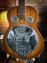 Load image into Gallery viewer, Dobro Custom  Engraved Spider Bridge Resonator  1960 Flamed Maple Amber Burst
