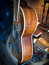 Load image into Gallery viewer, Dobro Custom  Engraved Spider Bridge Resonator  1960 Flamed Maple Amber Burst
