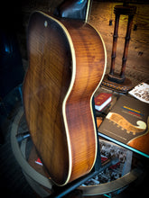 Load image into Gallery viewer, Dobro Custom  Engraved Spider Bridge Resonator  1960 Flamed Maple Amber Burst
